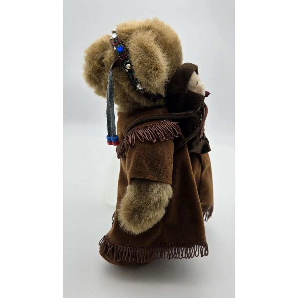 Native American Bear Female Jointed 12 Inch Teddy‎ Bear Plush Figure & Baby Bear